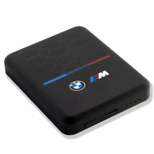 Acumulator extern wireless BMW M Collection, 3000mAh, 5W, Magsafe, 1xUSB-C, 1xMicroUSB, Cablu USB-C inclus, Indicator baterie (Negru)