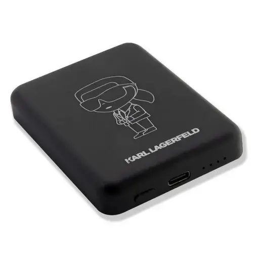 Acumulator extern wireless Karl Lagerfeld, 3000mAh, Magsafe, 1xUSB-C, Indicator baterie (Negru)