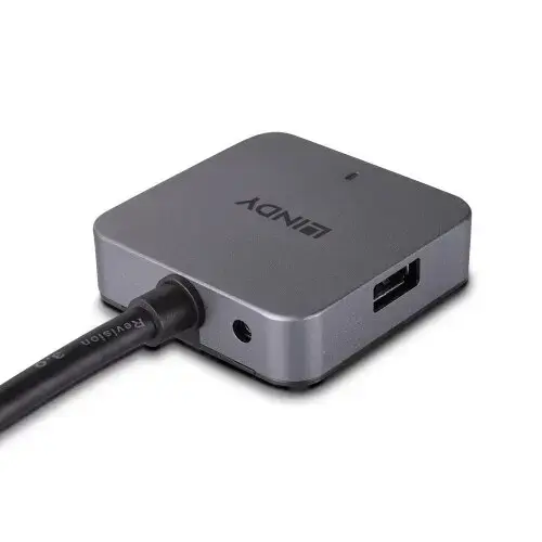 Hub USB Lindy 43388, 2x USB-A, 2x USB-C, Negru/Gri