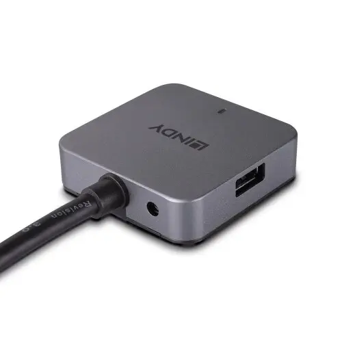 Hub USB Lindy 43388, 2x USB-A, 2x USB-C, Negru/Gri