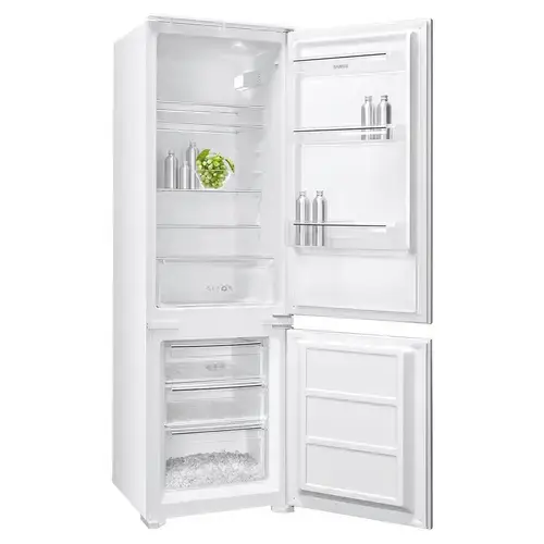 Combina Frigorifica Incorporabila Samus SCBI345E, 249 L, Clasa energetica E, Dezghetare automata la frigider, Termostat reglabil, Lumina interioara LED, 3 sertare la congelator, H 178 cm (Alb)