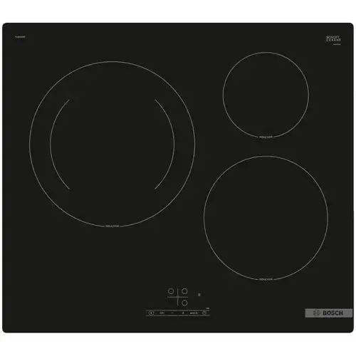 Plita incorporabila Bosch PUJ61RBB5E, Inductie, 3 zone de gatit, PowerBoost, Temporizator, 60 cm (Negru)