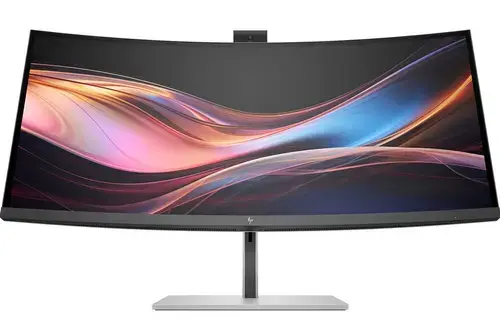 Monitor IPS LED HP 34inch 734pm, WQHD (3440 x 1440), HDMI, DisplayPort, Camera web, Boxe, Ecran curbat (Negru/Argintiu)