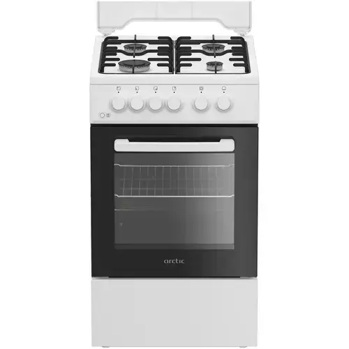 Aragaz Arctic AGM5610FL, Gaz, 4 arzatoare, Safety Plus, Arzatoare cu eficienta ridicata, Iluminare interioara, Timer, 60 cm (Alb)