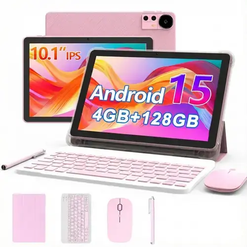 Tableta Extralink CP31, Ecran 10.1inch, 4GB RAM, 128GB Flash, 2Mpx+8Mpx, Bluetooth, Wi-Fi, Android 15 + Set accesorii (Roz)