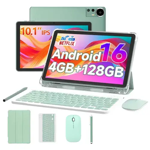 Tableta Extralink CP31, Ecran 10.1inch, 4GB RAM, 128GB Flash, 2Mpx+8Mpx, Bluetooth, Wi-Fi, Android 15 + Set accesorii (Verde)