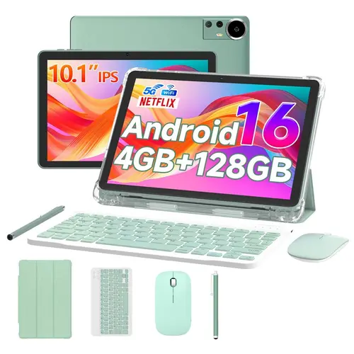 Tableta Extralink CP31, Ecran 10.1inch, 4GB RAM, 128GB Flash, 2Mpx+8Mpx, Bluetooth, Wi-Fi, Android 15 + Set accesorii (Verde)