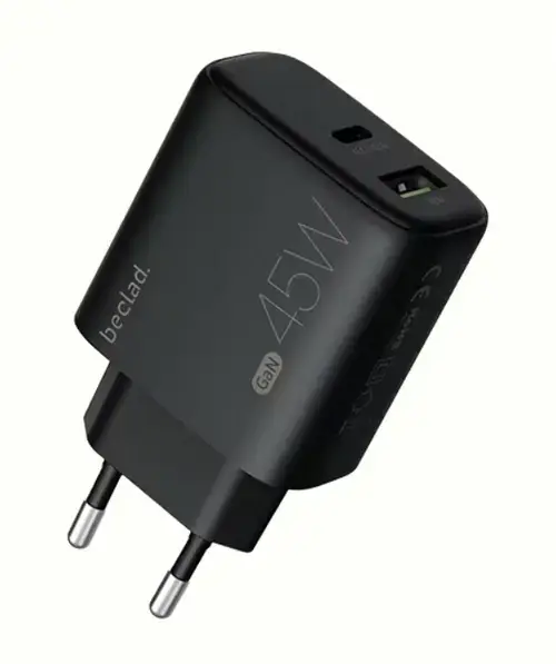 Incarcator Retea Beclad BE-PT745, 45 W, USB-C + USB-A (Negru)