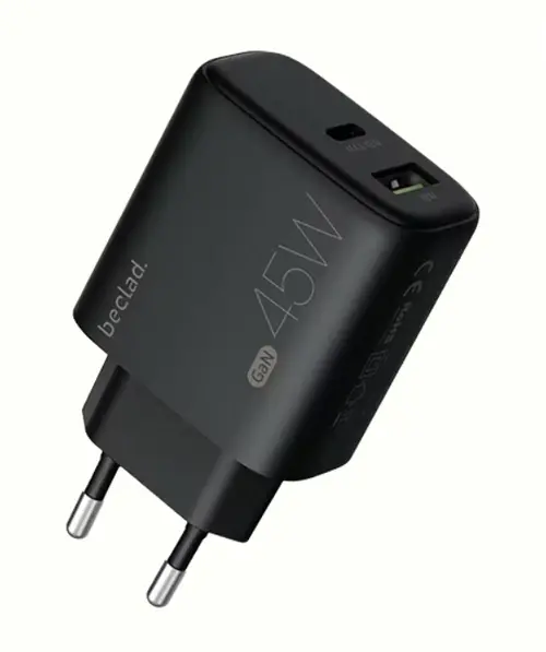 Incarcator Retea Beclad BE-PT745, 45 W, USB-C + USB-A (Negru)