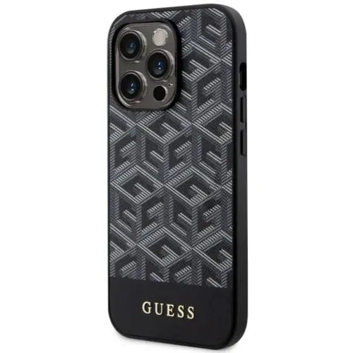 Husa Protectie Spate Guess GUHMP14LHGCFSEK GCube Stripes MagSafe pentru Apple iPhone 14 Pro (Negru)
