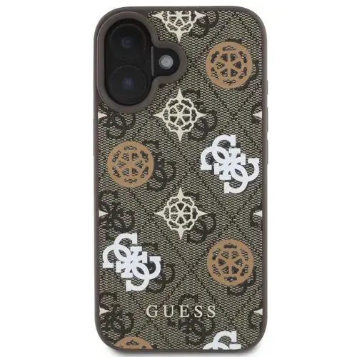 Husa Protectie Spate Guess GUHMP16SP4PWPW PU 4G Peony MagSafe pentru Apple iPhone 16 (Maro)