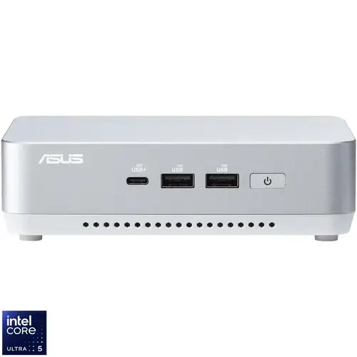Calculator Barebone Asus NUC 14 Pro+ RNUC14RVSU500002I cu procesor Intel® Core™ Ultra 5 125H pana la 4.5 GHz, fara RAM, fara stocare, Intel® Arc™ Graphics, No OS, EU cord (Alb)