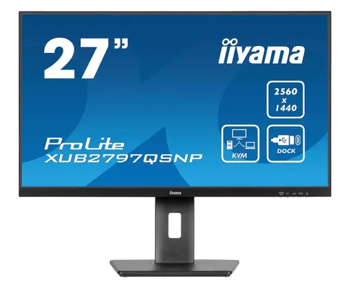 Monitor IPS LED Iiyama 27inch XUB2797QSNP-B1, QHD (2560 x 1440), HDMi, DisplayPort, Boxe, Pivot, 100 Hz, 1 ms (Negru)