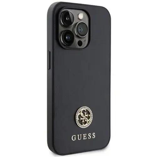 Husa Protectie Spate Guess 4G Strass Metal Logo pentru Apple iPhone 15 Pro (Negru)
