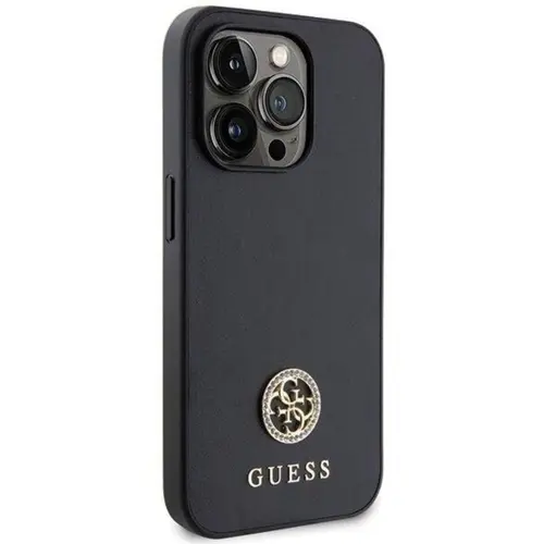 Husa Protectie Spate Guess 4G Strass Metal Logo pentru Apple iPhone 15 Pro (Negru)
