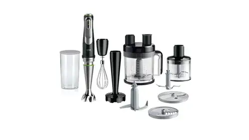 Blender de mana Braun Multiquick 9 MQ 9187XLI, 1200 W, Robot de bucatarie 2 l, Pahar cu capac 0.6 l, Tocator 0.5 l (Negru)