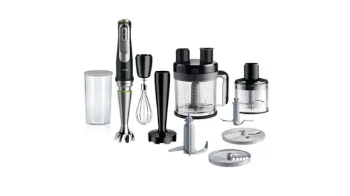Blender de mana Braun Multiquick 9 MQ 9187XLI, 1200 W, Robot de bucatarie 2 l, Pahar cu capac 0.6 l, Tocator 0.5 l (Negru)