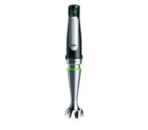 Blender de mana Braun MultiQuick 7 MQ, 1000 W, Viteza variabila, Pahar 0.6 l, Tehnologia ActiveBlade, PowerBell Plus, Sistem EasyClick Plus (Negru/Inox)