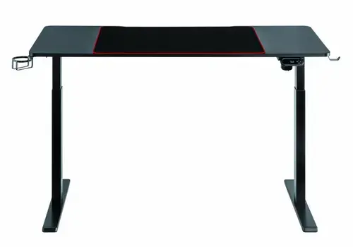 Birou gaming electric Serioux Elysium,   1400x600x730mm, greutate suportata: 60 kg, reglare electrica pe inaltime,  mouse Pad inclus, suport casti, suport cana/pahar (Negru)