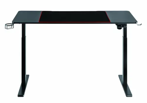 Birou gaming electric Serioux Elysium,   1400x600x730mm, greutate suportata: 60 kg, reglare electrica pe inaltime,  mouse Pad inclus, suport casti, suport cana/pahar (Negru)