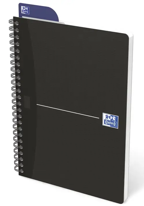 Caiet cu spirala OXFORD Office Essentials, A5, 90 file-90g/mp, Scribzee, 4 perf, coperta carton, matematica