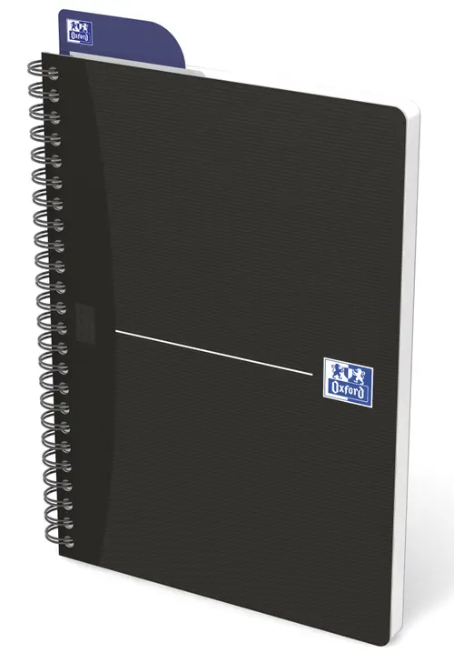 Caiet cu spirala OXFORD Office Essentials, A5, 90 file-90g/mp, Scribzee, 4 perf, coperta carton, matematica