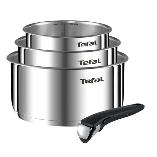 Set de 4 piese Tefal Ingenio Emotion L896S404, cratita 16X18X20 cm, maner detasabil (Inox)