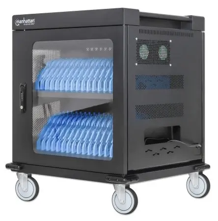 Statie de incarcare Trolley/Cart, 32 sloturi pentru laptopuri 15.6inch, iPad, MacBook, Chromebook, Device-uri cu USB-C (Negru)
