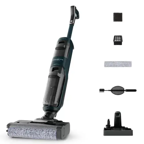 Aspirator vertical cu spalare Rowenta X-Clean 2 GZ2251E0, 120W, 440 RPM, pana la 35 min autonomie, ecran LED, panou de control (Verde/Negru)