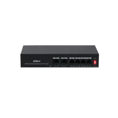 Switch 4 porturi Dahua PFS3006-4ET-36, 10/100 Mbps, 1.2 Gbps, 0.89 Mpps, PoE