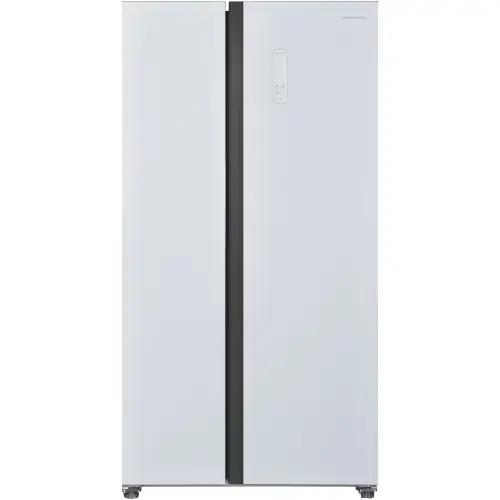 Side by side Heinner HSBS-HM532NFGWHE++, 532 l, No frost, Display LED, Clasa E, Smart, Alarma usa deschisa, H 177 cm, Sticla alba (Alb)