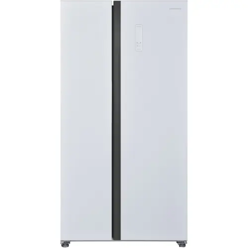 Side by side Heinner HSBS-HM532NFGWHE++, 532 l, No frost, Display LED, Clasa E, Smart, Alarma usa deschisa, H 177 cm, Sticla alba (Alb)