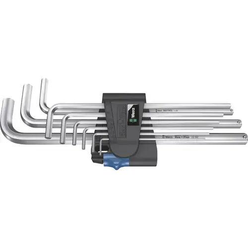 Set 9 chei imbus, Wera, Otel, Negru/Argintiu
