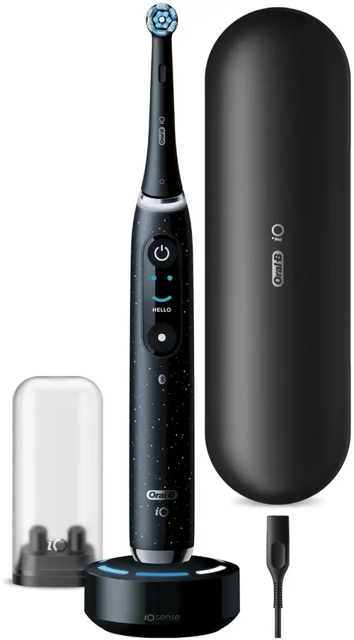 Periuta de dinti electrica Oral-B iO Series 10 Stardust, Bluetooth, Curatare 3D, Inteligenta artificiala, 7 moduri (Negru)