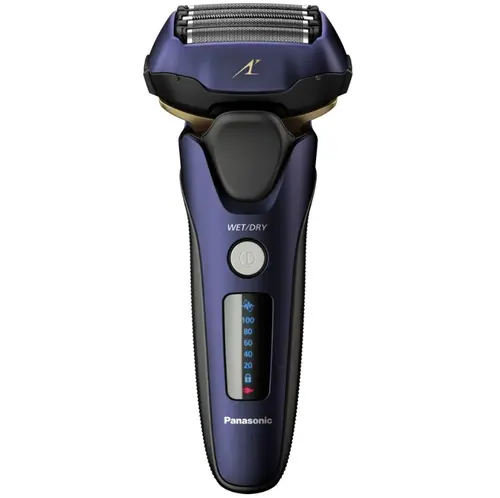 Aparat de ras electric cu 5 lame Panasonic ES-LV67-A803, motor liniar, cap Multi-Flex 16D, senzor de barba (Bleumarin/Negru)
