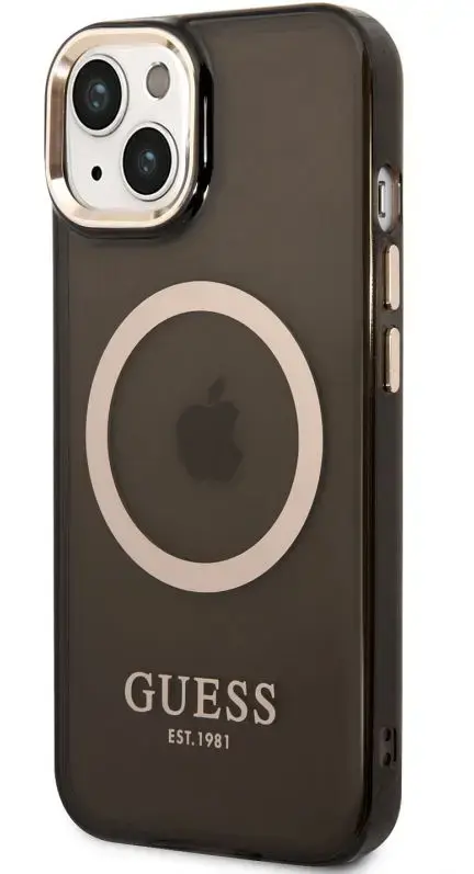 Protectie Spate Guess MagSafe pentru Apple iPhone 14 Plus (Transparent/Negru)