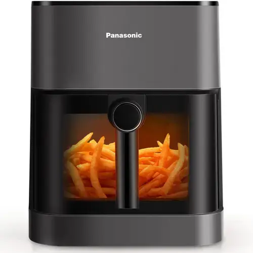 Friteuza cu aer cald Panasonic NF-CC500SXE, functie abur, fereastra vizualizare, debit aer 360°, capacitate 5 l, temperatura 80° - 200°, 11 programe presetate, 1450 W (Negru)