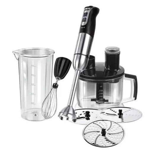 Blender vertical MPM MBL-11, 800 W, 6 in 1, viteza turbo, discuri pentru taiere/macinare, recipiente 0.6 l si 1.75 l (Negru)
