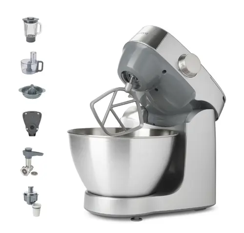 Robot de bucatarie KENWOOD Prospero+ KHC29A.R0SI, 1000 W, cantar integrat, vas 4.3l, blender sticla 1.2l, masina de tocat, procesor alimente 1.4l, storcator, presa citrice, 3 accesorii patiserie, 6 trepte viteza (Argintiu)