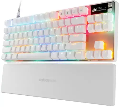 Tastatura Mecanica Wireless Gaming SteelSeries Apex Pro TKL Gen 3, Wired/2.4 GHz/Bluetooth, Switch-uri OmniPoint 3.0 HyperMagnetic, Iluminare RGB (Alb)