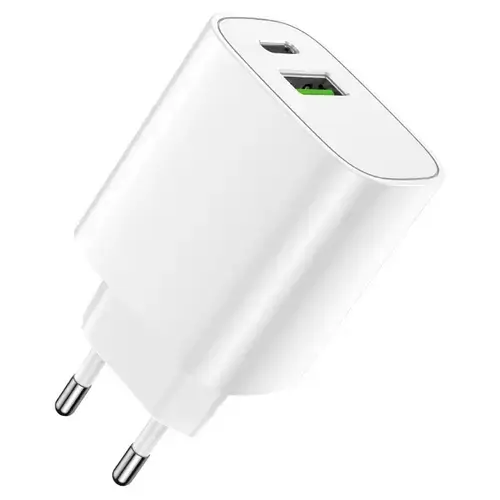 Incarcator Retea Forever LS-04, 20 W, 3 A, USB-A, USB-C (Alb)