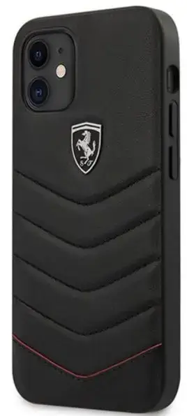 Protectie Spate Ferrari Off Track Quilted FEHQUHCP12SBK pentru Apple iPhone 12 mini (Negru)