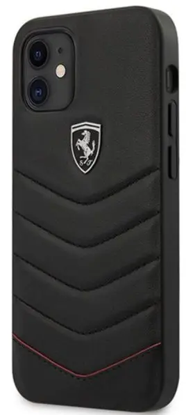 Protectie Spate Ferrari Off Track Quilted FEHQUHCP12SBK pentru Apple iPhone 12 mini (Negru)