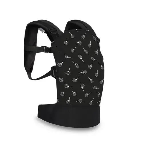 Marsupiu ergonomic pentru copii Lorelli Wally Black Floral, din bumbac/poliester, pliabil, buzunar frontal, centuri ajustabile pentru umar si talie, 0-20 Kg
