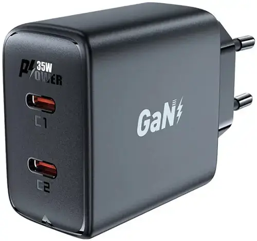 Incarcator Retea Acefast A49, 35 W, 3 A, 2 USB-C (Negru)