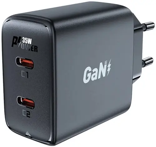 Incarcator Retea Acefast A49, 35 W, 3 A, 2 USB-C (Negru)