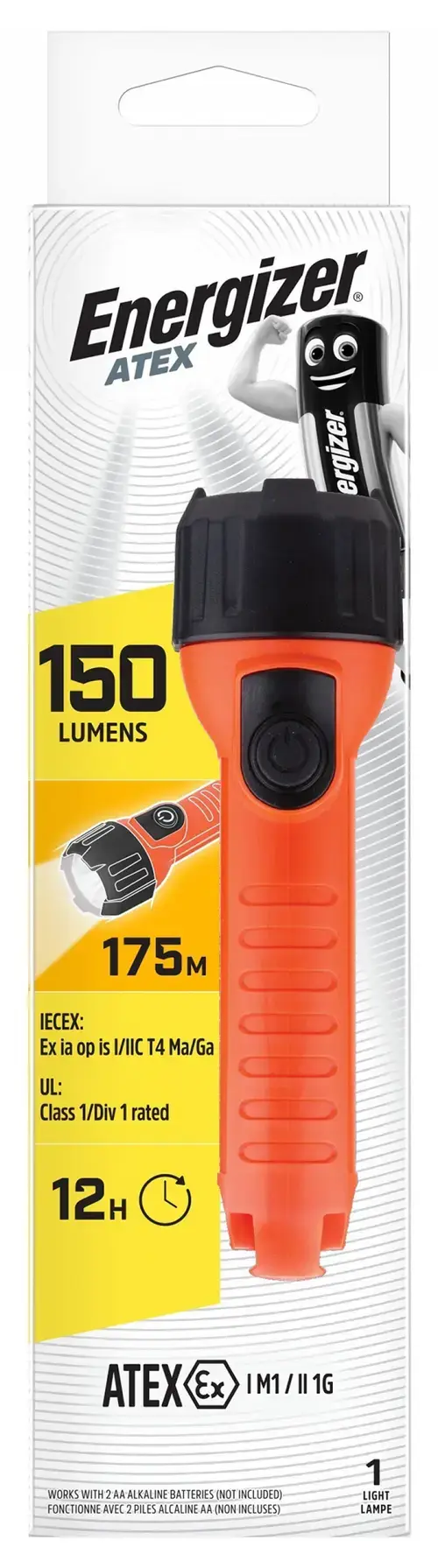 Lanterna Energizer Atex EN-424508, 150 lm, IPX7 + 2 Baterii AA (Portocaliu)