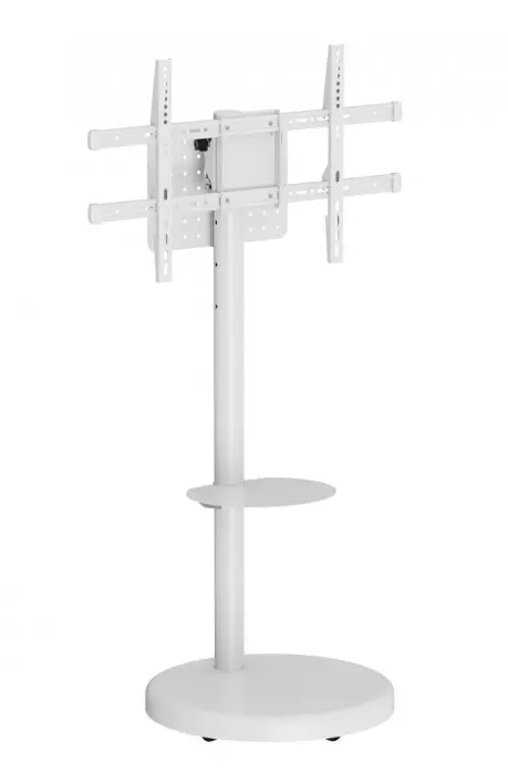 Stand TV mobil pe roti Techly ICA-TR55, raft pentru dispozitive multimedia, 37 - 86 inch, reglabil (Alb)