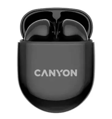 Casti True Wireless Canyon TWS-6, Bluetooth, Touch Control, Gaming Mode, Microfon (Negru)