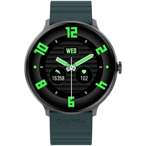Smartwatch CANYON Jacky SW-69, Ecran LTPS 1.3inch, Bluetooth, 380+ Fete de ceas, 25 moduri de sport, Autonomie 9 zile, IP68 (Verde/Portocaliu)